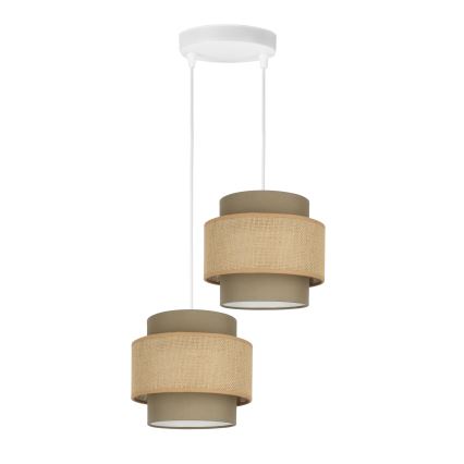 Brilagi - Taklampa med wireupphängning RESNA 2xE27/60W/230V Ø 30 cm brun/beige