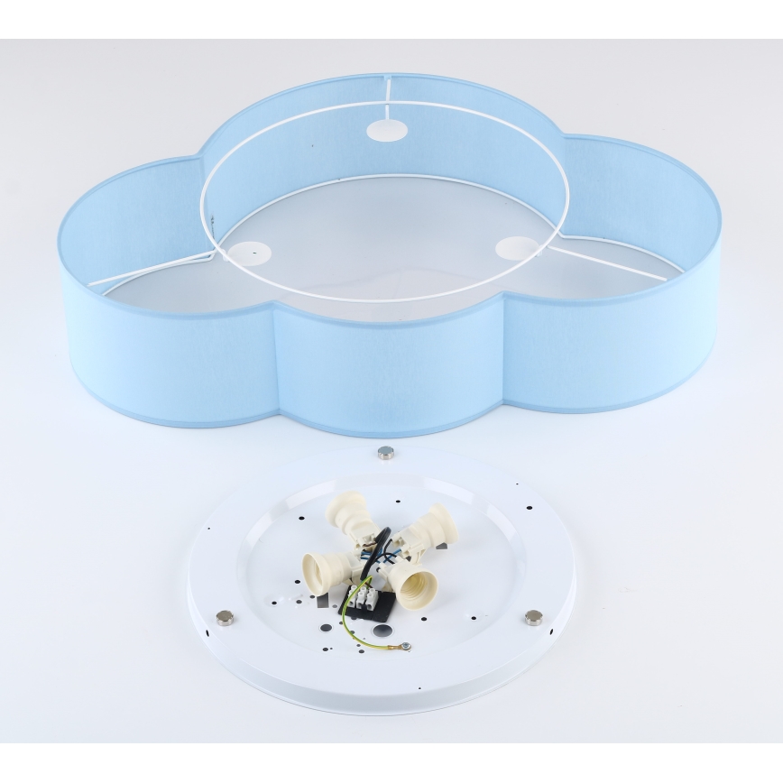 Brilagi - Taklampa NIMBUS för barn 4xE27/15W/230V 46x63 cm blå