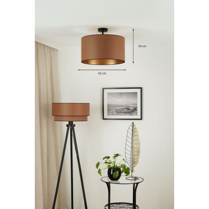 Brilagi - Taklampa OREGON ROLLER VEGE 1xE27/15W/230V Ø 45 cm brun