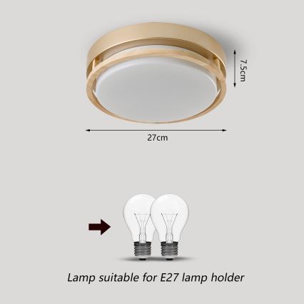 Brilagi - Taklampa ORINO 2xE27/40W/230V Ø 27 cm guld/ek