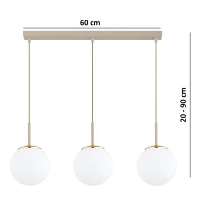 BRILAGI - Taklampa på kabel MILO 3xE27/60W/230V beige/guld