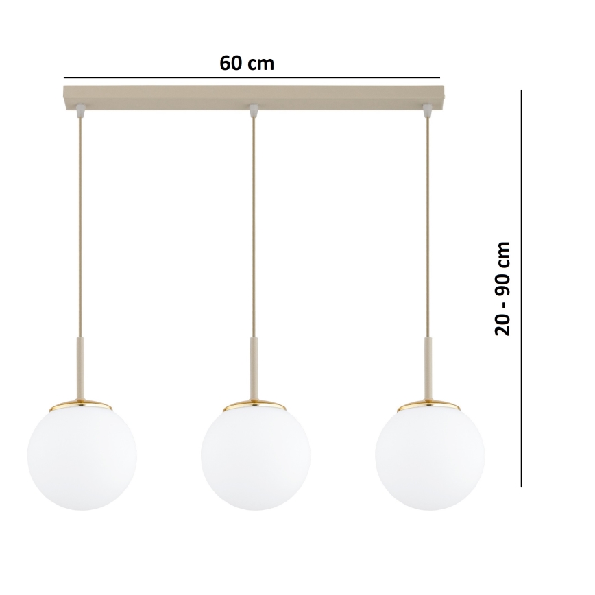BRILAGI - Taklampa på kabel MILO 3xE27/60W/230V beige/guld