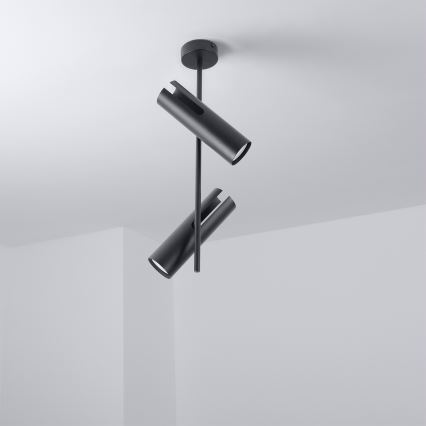 Brilagi - Taklampa på stång BRANCH 2xGU10/30W/230V svart