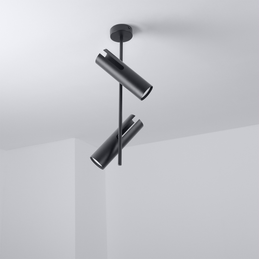 Brilagi - Taklampa på stång BRANCH 2xGU10/30W/230V svart