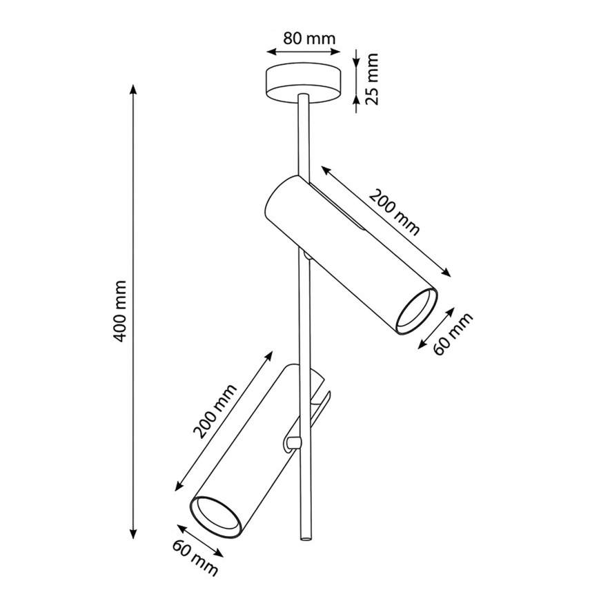 Brilagi - Taklampa på stång BRANCH 2xGU10/30W/230V svart