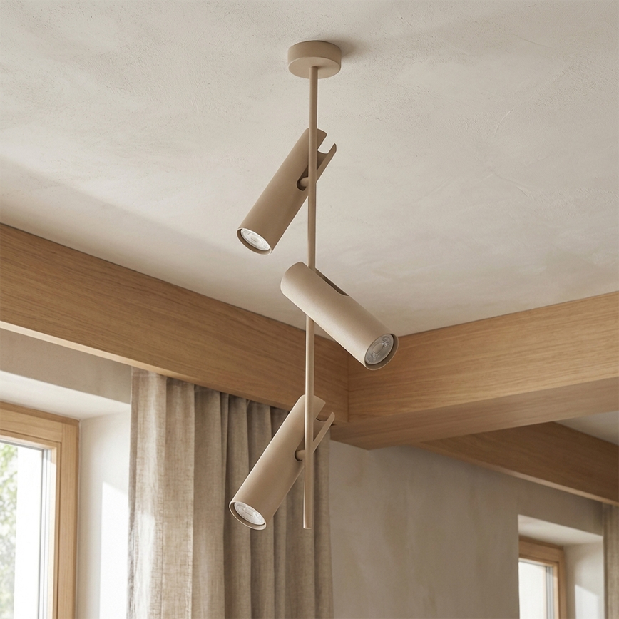 Brilagi - Taklampa på stång BRANCH 3xGU10/30W/230V beige