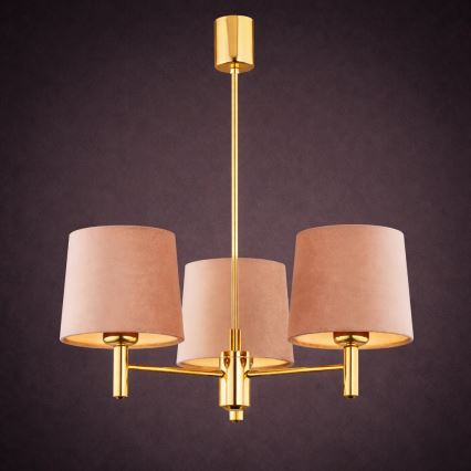 Brilagi - Taklampa på stång MONTE 3xE27/15W/230V beige/guld