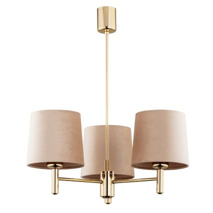Brilagi - Taklampa på stång MONTE 3xE27/15W/230V beige/guld