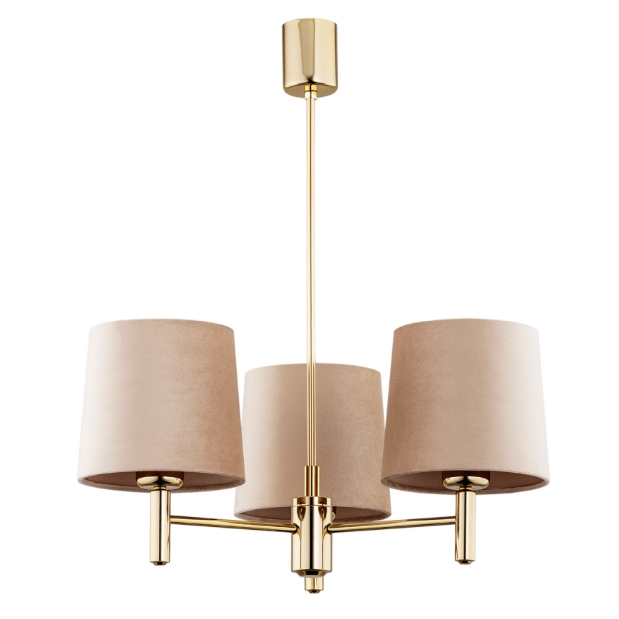 Brilagi - Taklampa på stång MONTE 3xE27/15W/230V beige/guld