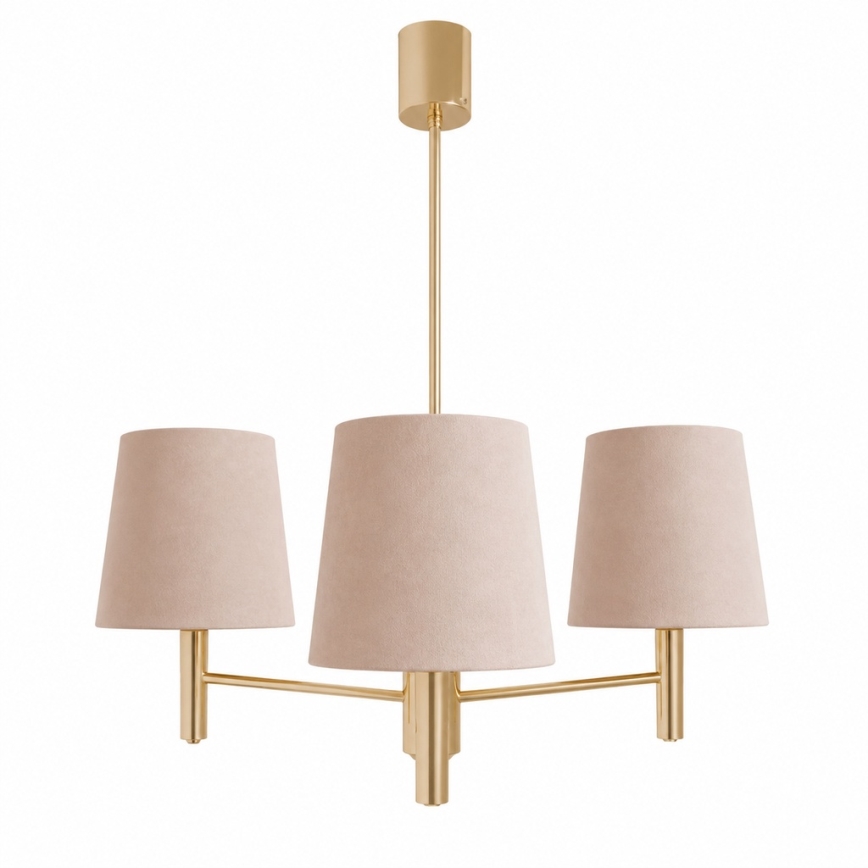 Brilagi - Taklampa på stång MONTE 3xE27/15W/230V beige/guld