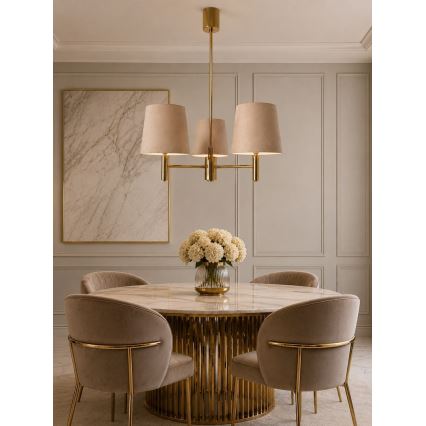 BRILAGI - Taklampa på stång MONTE 3xE27/60W/230V beige/guld