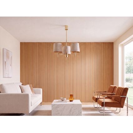 BRILAGI - Taklampa på stång MONTE 3xE27/60W/230V beige/guld