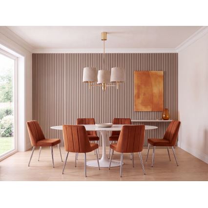 BRILAGI - Taklampa på stång MONTE 3xE27/60W/230V beige/guld