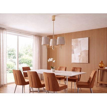 BRILAGI - Taklampa på stång MONTE 3xE27/60W/230V beige/guld
