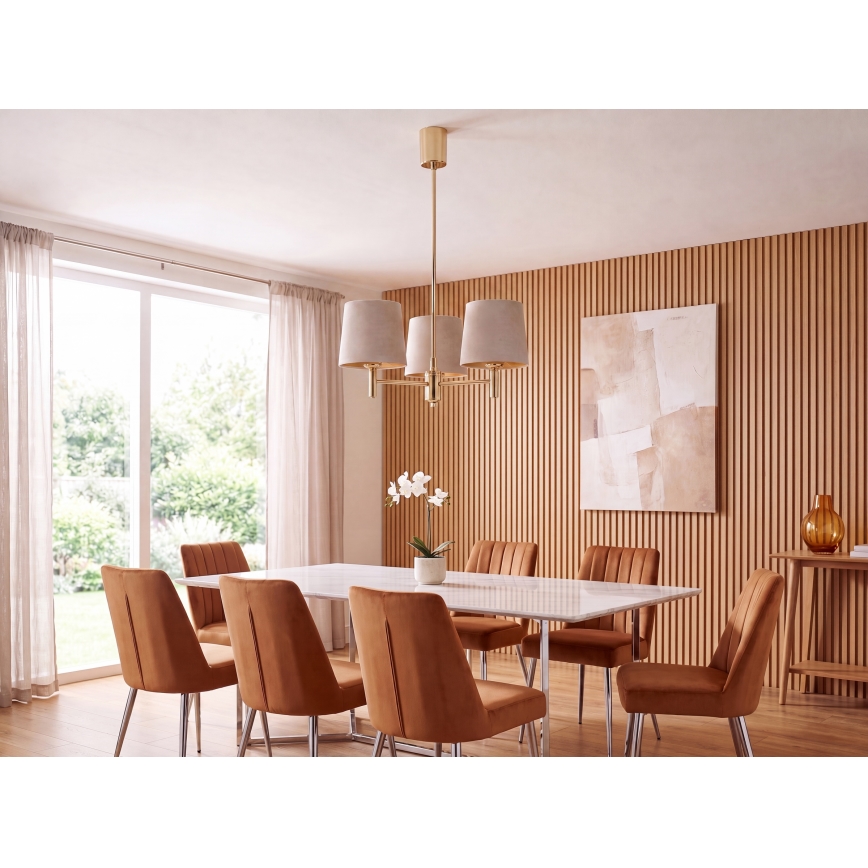 BRILAGI - Taklampa på stång MONTE 3xE27/60W/230V beige/guld