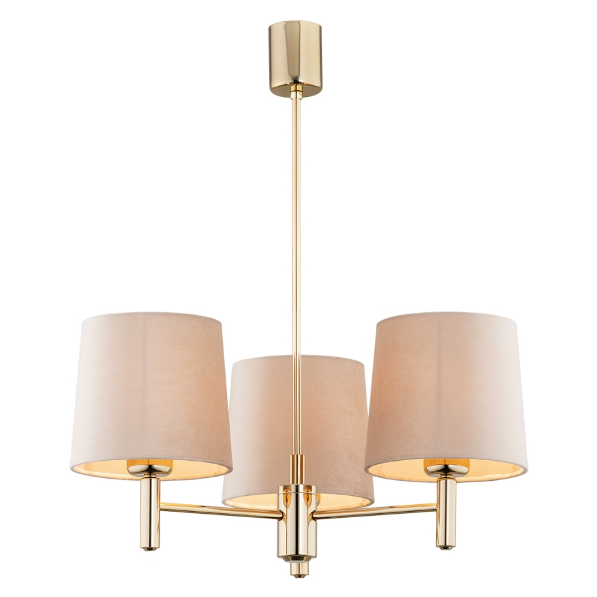 BRILAGI - Taklampa på stång MONTE 3xE27/60W/230V beige/guld