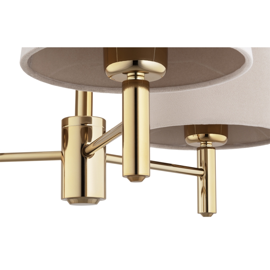 BRILAGI - Taklampa på stång MONTE 3xE27/60W/230V beige/guld