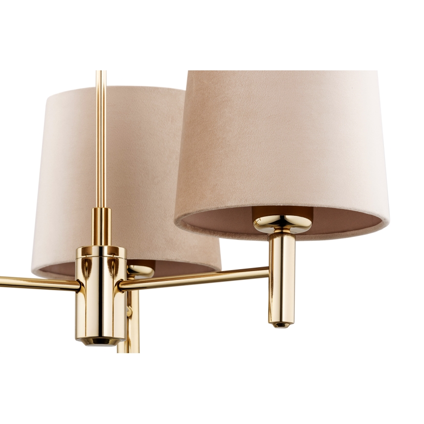 BRILAGI - Taklampa på stång MONTE 3xE27/60W/230V beige/guld