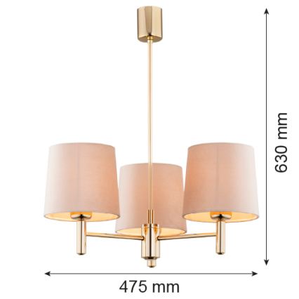 BRILAGI - Taklampa på stång MONTE 3xE27/60W/230V beige/guld