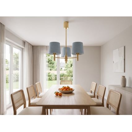 BRILAGI - Taklampa på stång MONTE 3xE27/60W/230V blå/guld