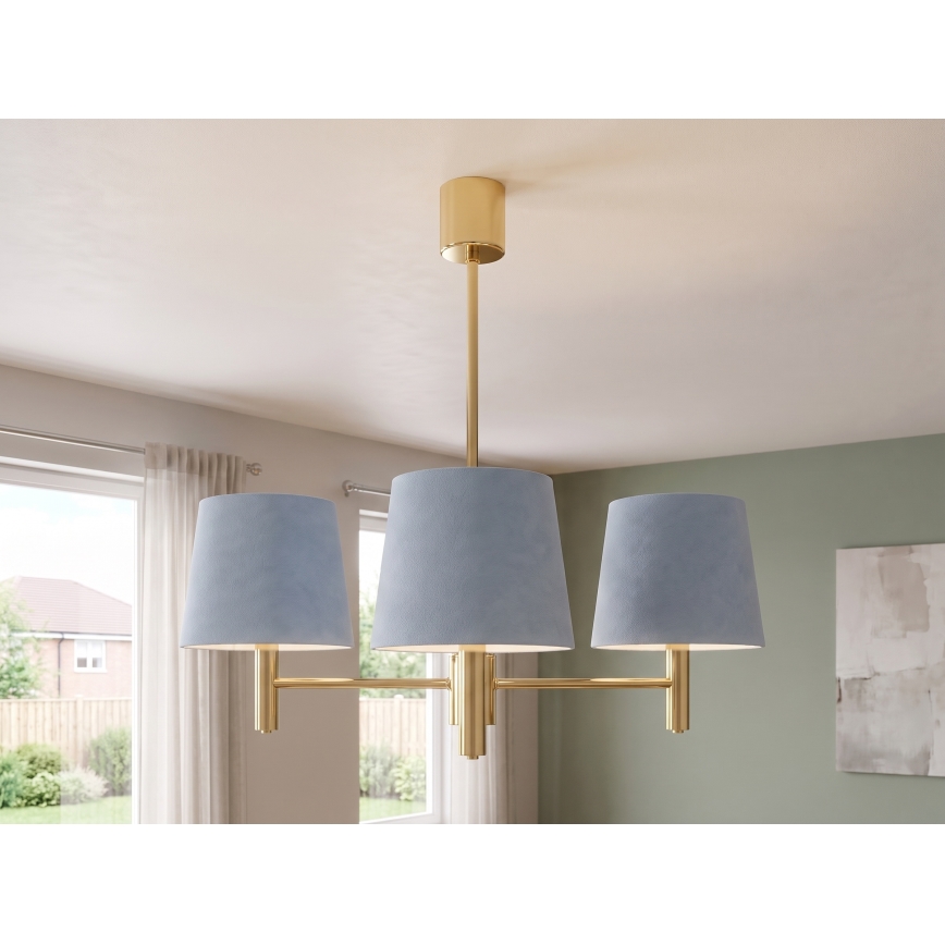 BRILAGI - Taklampa på stång MONTE 3xE27/60W/230V blå/guld