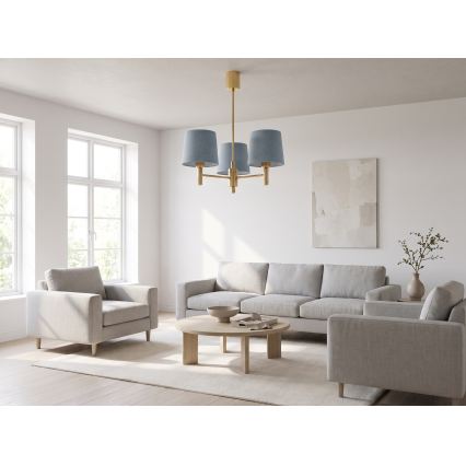 BRILAGI - Taklampa på stång MONTE 3xE27/60W/230V blå/guld