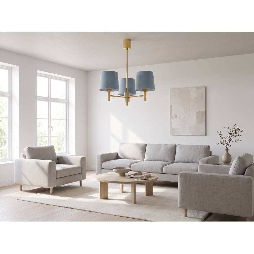 BRILAGI - Taklampa på stång MONTE 3xE27/60W/230V blå/guld
