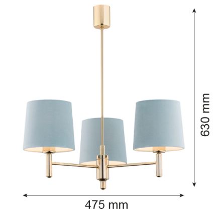 BRILAGI - Taklampa på stång MONTE 3xE27/60W/230V blå/guld