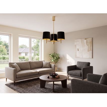 BRILAGI - Taklampa på stång MONTE 3xE27/60W/230V svart/guld