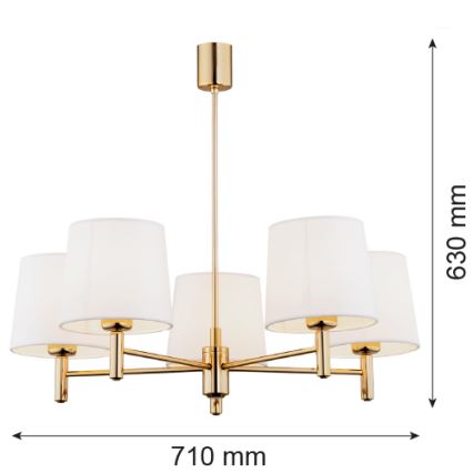 Brilagi - Taklampa på stång MONTE 5xE27/15W/230V krämvit/guld