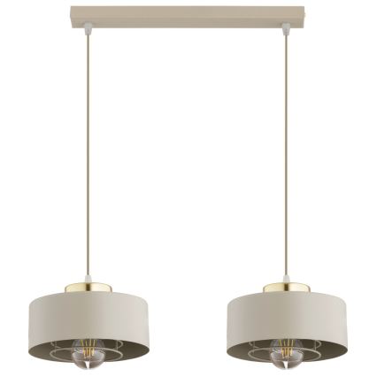 Brilagi - Taklampa på vajer 2xE27/60W/230V beige/guld