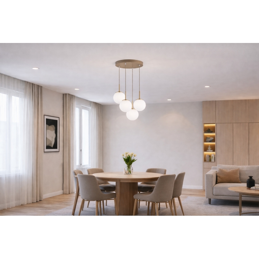 Brilagi - Taklampa på vajer 4xE27/60W/230V beige/guld