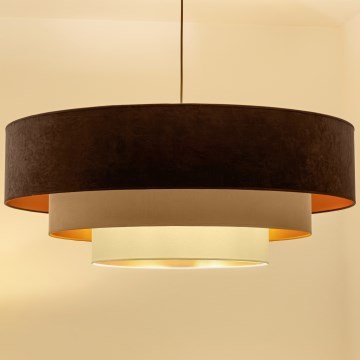 Brilagi - Taklampa på vajer LUNETA 3xE27/60W/230V Ø 80 cm brun/beige/krämfärgad