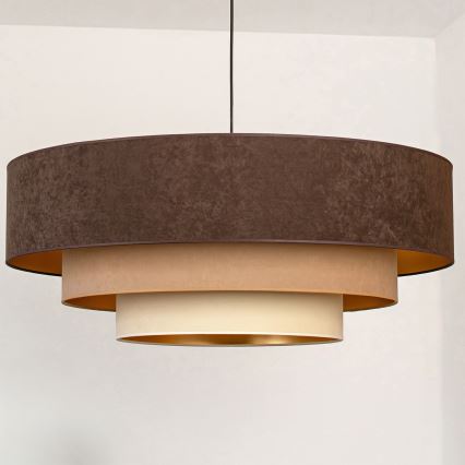 Brilagi - Taklampa på vajer LUNETA 3xE27/60W/230V Ø 80 cm brun/beige/krämfärgad