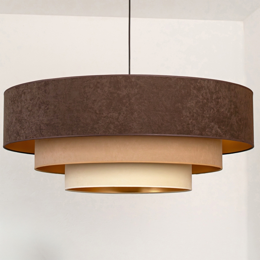 Brilagi - Taklampa på vajer LUNETA 3xE27/60W/230V Ø 80 cm brun/beige/krämfärgad