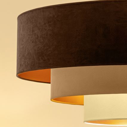 Brilagi - Taklampa på vajer LUNETA 3xE27/60W/230V Ø 80 cm brun/beige/krämfärgad
