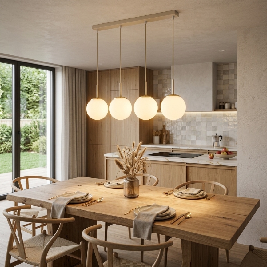 BRILAGI - Taklampa på vajer MILO 4xE27/60W/230V beige/guld