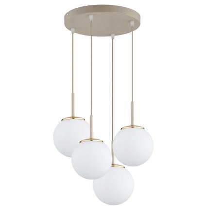 Brilagi - Taklampa på vajer MILO ECRU 4xE27/60W/230V beige/guld