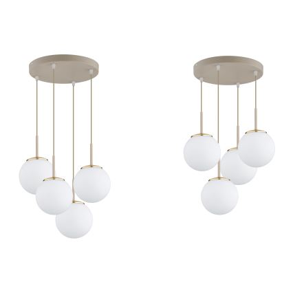 Brilagi - Taklampa på vajer MILO ECRU 4xE27/60W/230V beige/guld