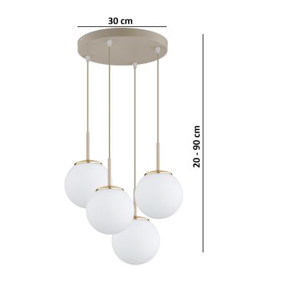 Brilagi - Taklampa på vajer MILO ECRU 4xE27/60W/230V beige/guld