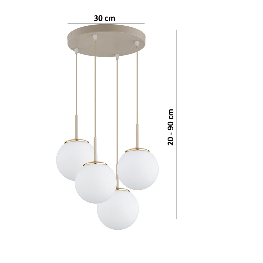Brilagi - Taklampa på vajer MILO ECRU 4xE27/60W/230V beige/guld