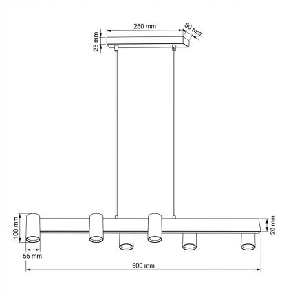 Brilagi - Taklampa på vajer SELE 6xGU10/30W/230V vit