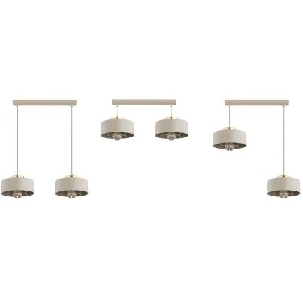 Brilagi - Taklampa på vajer SPRING 2xE27/60W/230V beige/guld