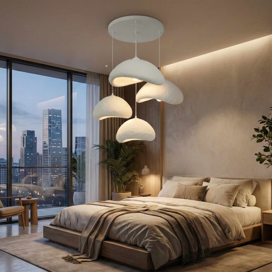 Brilagi - Taklampa på vajer WABI SABI 4xE27/40W/230V Ø 90 cm vit