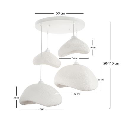 Brilagi - Taklampa på vajer WABI SABI 4xE27/40W/230V Ø 90 cm vit