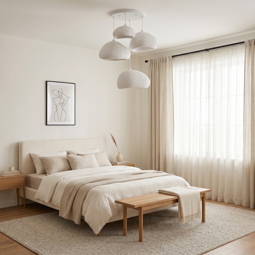 Brilagi - Taklampa på vajer WABI SABI 4xE27/40W/230V Ø 95 cm vit