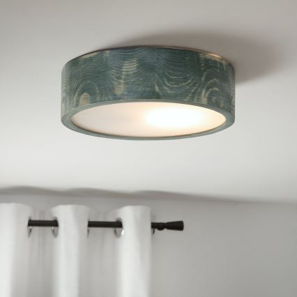 Brilagi - Taklampa PINO 1xE27/15W/230V furu/grön, Ø 27,5 cm