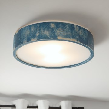 Brilagi - Taklampa PINO 2xE27/15W/230V furu/blå Ø 37,5 cm