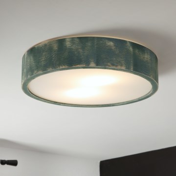 Brilagi - Taklampa PINO 2xE27/15W/230V furu/grön Ø 37,5 cm