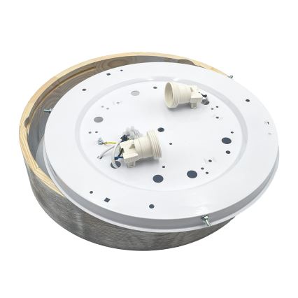 Brilagi - Taklampa PINO 2xE27/15W/230V furu/silver Ø 37,5 cm